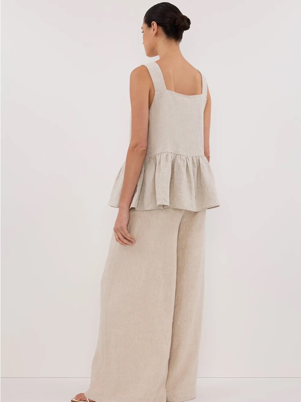 DISSH Natural Beige Daisy Peplum Linen Tank Top - size 6/8 NWT - Picture 4 of 5